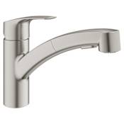 Grohe Eurosmart 1.75 GPM Single Hole Pull Out Kitchen Faucet SuperSteel Infinity Finish