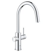 Grohe Blue 2.0 1.75 GPM Single Hole Pull Out Kitchen Faucet and Cooling Unit for Chilled and Sparkling Water Starlight Chrome