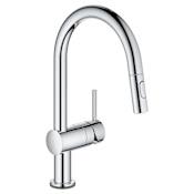 Grohe Minta 1.75 GPM Single Hole Pull Down Kitchen Faucet with On/Off Touch Activation Starlight Chrome