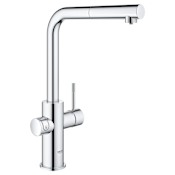 Grohe Blue 1.75 GPM Single Hole Pull Out Kitchen Faucet and Cooling Unit for Chilled and Sparkling Water Starlight Chrome