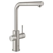 Grohe Blue 1.75 GPM Single Hole Pull Out Kitchen Faucet and Cooling Unit for Chilled and Sparkling Water SuperSteel