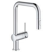 Grohe Minta 1.75 GPM Single Hole Pull Down Kitchen Faucet Starlight Chrome