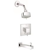 Grohe Eurocube Pressure Balanced Tub and Shower Package with Multi-Function Shower Head and Diverter Tub Spout - Rough-In Valve Included Starlight Chrome