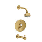 Grohe Grohtherm Thermostatic Tub and Shower Package with 1.75 GPM Multi Function Shower Head - Valve Included Brushed Cool Sunrise