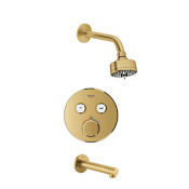 Grohe Grohtherm Thermostatic Tub and Shower Package with 1.75 GPM Multi Function Shower Head - Valve Included Brushed Cool Sunrise
