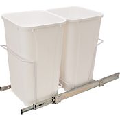 Hafele KV 27 Quart Double Pull Out Waste Bins with Overtravel Slides White