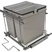 Hafele Salice Pull-Out Waste Bin System with Two 35 Quart Waste Bins Silver