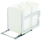 Hafele KV Series 50 Quart Double Pull Out Waste Bins with Soft-Close Feature White