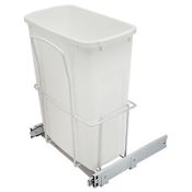 Hafele 35 Quart Single Pull Out Waste Bin with Heavy Duty Overtravel Slides White