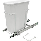 Hafele 35 Quart Single Pull Out Waste Bin with Heavy Duty Overtravel Slides White