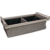 Hafele 24 Inch Long 8-15/16 Inch Height Pull Out Fabric Basket with Undermount Full Extension Soft Close Slides for the Engage Closet Organization System Matte Nickel/Slate