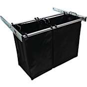 Hafele 30 Inch Wide Double Pull Out Hamper with Full Extension Slides and Removable Bag Polished Chrome