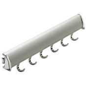 Hafele 13-7/8 Inch 6 Hook Synergy Elite Belt Rack with Full Extension Slide Matt Aluminum / Chrome