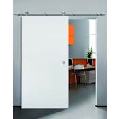 Hafele Flatec V Series 83 Inch Stainless Steel Barn Door Kit for Wood Doors Matte Stainless Steel