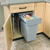 Hafele 42 Quart Bottom Mount Pull Out Waste Bin with Full-Extension Slides Gray