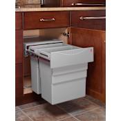 Hafele Double Pull Out with 32 Quart and 20 Quart Waste Bins and Full-Extension Slides Gray