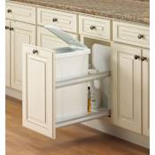 Hafele KV 19" Tall 35 Quart Single Pull Out Waste Bin with Door Mount Brackets and Soft Close Slides Frosted Nickel