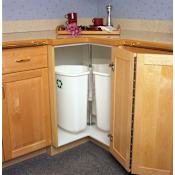 Hafele KV 32 Quart Triple Rotating Corner Recycling Bins White