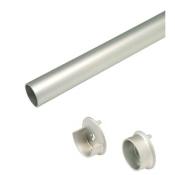 Hafele 48" Aluminum Wardrobe Rail with Supports Polished Chrome