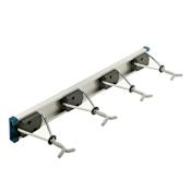 Hafele Ultrahold 18" Wide Wall Mounted 4 Hook Broom and Mop Hanger Rack Aluminum