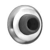 Hager 2-7/16 Inch Diameter Concave Rubber Wall Stop Satin Stainless Steel