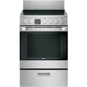 Haier 24 Inch Wide 2.9 Cu. Ft. Free Standing Electric Range with Convection and Modular Backguard Stainless Steel