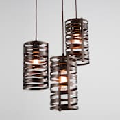 Hammerton Studio Tempest 3 Light 18" Wide Full Sized Multi Light Pendant - Medium (E26) with Finished to Match Metal Shades Flat Bronze