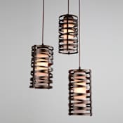 Hammerton Studio Tempest 3 Light 18" Wide Full Sized Multi Light Pendant - Medium (E26) with Frosted Glass Inner and Finished to Match Metal Outer Shades Flat Bronze