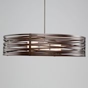 Hammerton Studio Tempest 8 Light 48" Wide Drum Chandelier - Medium (E26) with Frosted Glass Inner Shades and Finished to Match Outer Metal Shade Flat Bronze