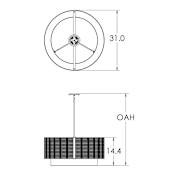 Hammerton Studio Downtown Mesh 4 Light 31" Wide Drum Chandelier - Medium (E26) with White Linen Inner and Finished to Match Metal Outer Shade Flat Bronze