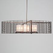 Hammerton Studio Downtown Mesh 8 Light 48" Wide LED Drum Chandelier - with Frosted Glass Inner Shades and Finished to Match Outer Metal Shade Flat Bronze