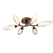 Hammerton Studio Rock Crystal 6 Light 37" Wide LED Semi-Flush Ceiling Fixture - 2700K Burnished Bronze / Chilled Amber