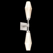 Hammerton Studio Aalto 2 Light 28" Tall LED Wall Sconce - 3000K Beige Silver / Optic Rib Amber