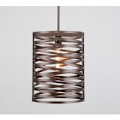 Hammerton Studio Tempest 12" Wide Cage Full Sized Single Pendant - Medium (E26) with Finished to Match Metal Shade Flat Bronze