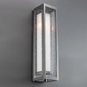 Hammerton Studio Box Cover Single Light 26" Tall Outdoor Wall Sconce - Medium (E26) with Frosted Inner and Clear Seedy Outer Glass Shade Argento Grey