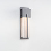 Hammerton Studio Square Cover Metalwork Single Light 16" Tall Outdoor ADA Compliant Wall Sconce - GU10 with Frosted Granite Glass Shade Argento Grey