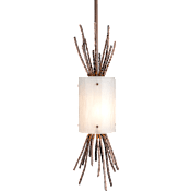 Hammerton Studio Ironwood 24" Artisan Crafted Thistle Pendant with Hand Textured Glass and Sculpted Steel Configure Below