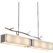 Hammerton Studio Ironwood 44" Wide Artisan Crafted Linear Chandelier with Hand Textured Glass and Sculpted Steel Configure Below
