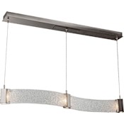 Hammerton Studio Parallel 48" Wide Artisan Crafted LED Curved Linear Suspension with Hand Textured Glass Configure Below