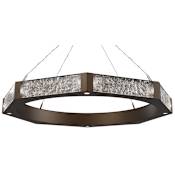 Hammerton Studio Glacier Single Light 48" Wide LED Ring Chandelier with Cast Glass Shades Flat Bronze