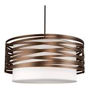 Hammerton Studio Tempest 4 Light 24" Wide Drum Chandelier - Medium (E26) with White Linen Inner and Finished to Match Metal Outer Shade Flat Bronze