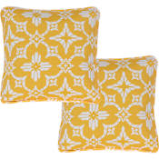 Hanover 16" Square Geometric Patterns and Designs Throw Pillow With Foam - Set of (2) Yellow