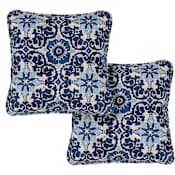 Hanover 16" Square Novelty Patterns and Designs Throw Pillow With Foam - Set of (2) Navy