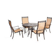 Hanover Manor Five Piece Aluminum Framed Fabric Outdoor High-Dining Set Cedar