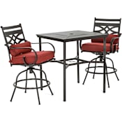 Hanover Montclair Three Piece Steel Outdoor Bistro Set Chili Red