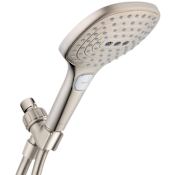 Hansgrohe Raindance Select E 2.5 GPM Multi-Function Hand Shower Package with 63" Techniflex Hose and Shower Arm Mount with Air Power and Quick Clean Technologies Brushed Nickel