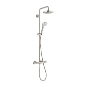 Hansgrohe Croma Select E Thermostatic Shower System with Shower Head, Hand Shower, Slide Bar, and Hose - Less Rough-In Valve Brushed Nickel
