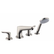 Hansgrohe Focus Deck Mounted Roman Tub with Built-In Diverter - Includes 1.8 GPM Hand Shower Brushed Nickel
