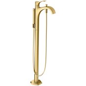 Hansgrohe Locarno Floor Mounted Tub Filler with Built-In Diverter - Includes Hand Shower Brushed Gold Optic