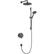 Hansgrohe Raindance S Modern Thermostatic 1.75 GPM Shower System with Shower Head, Hand Shower, Slide Bar, Shower Arm, and Hose Brushed Black Chrome